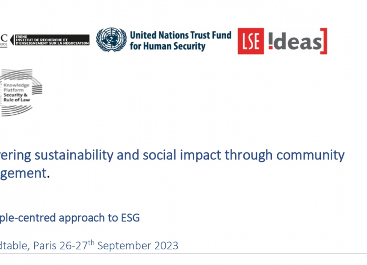 Delivering sustainability and social impact through community engagement. A people-centred approach to ESG. Report of Paris Roundtable, September 2023